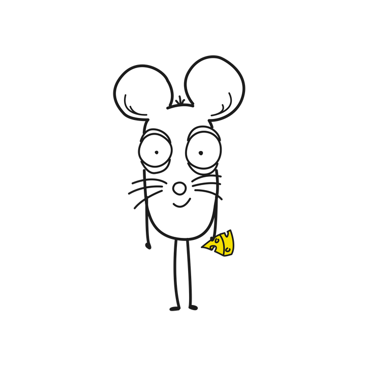 Quipster Mouse Character with Cheese